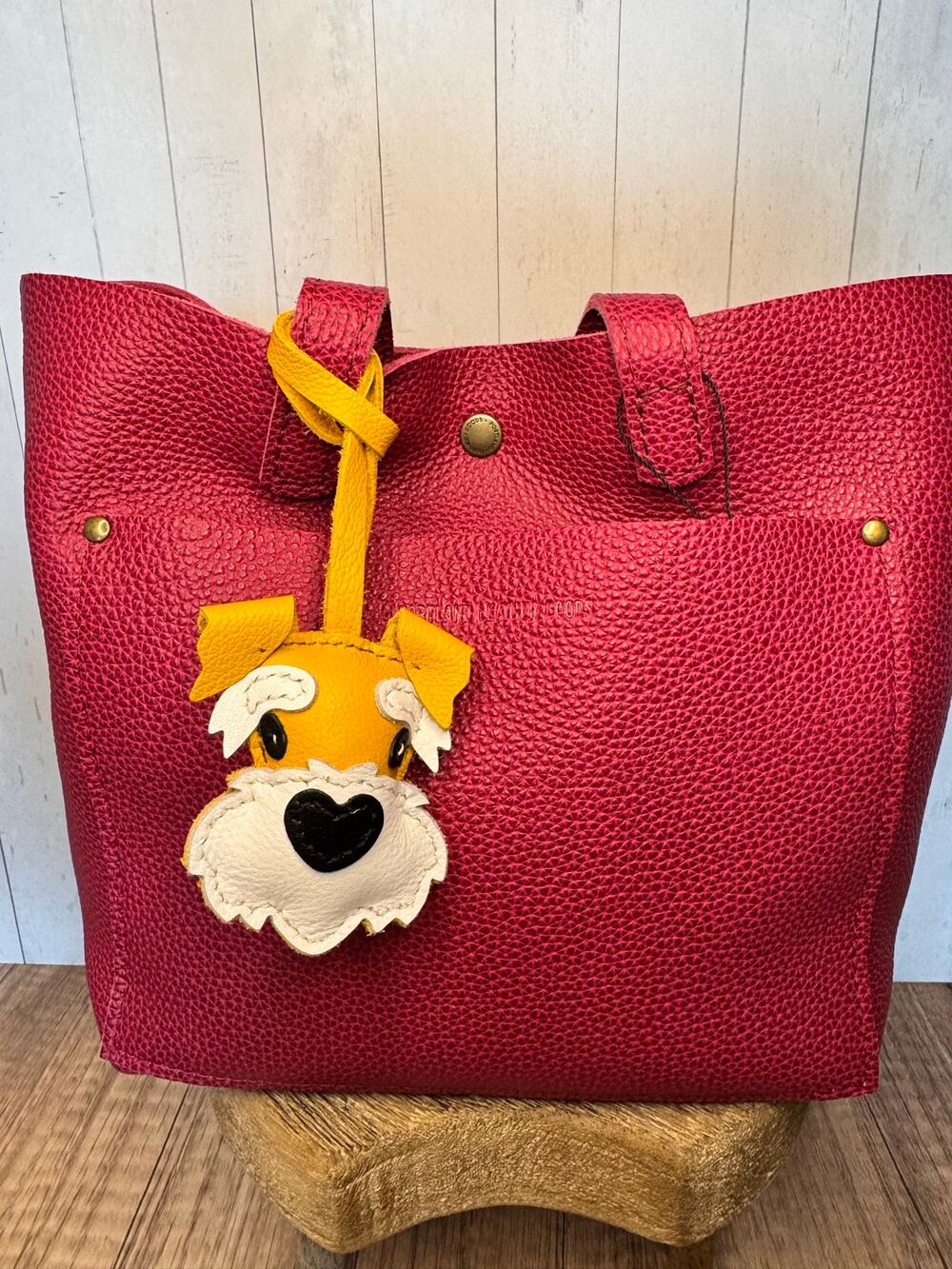 Genuine Leather Dog Purse Charm Yellow Schnauzer Bag Charm Purse Dog lover